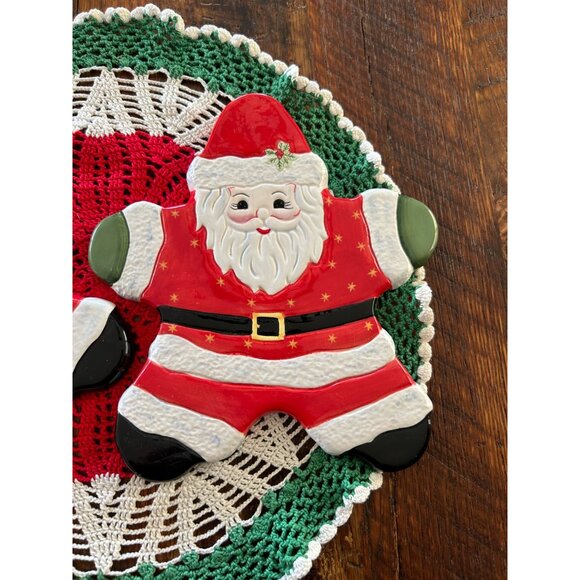 Set Of 2 Traditions Christopher Radko Santa Claus Shaped Ceramic Trivets - Picture 3 of 7